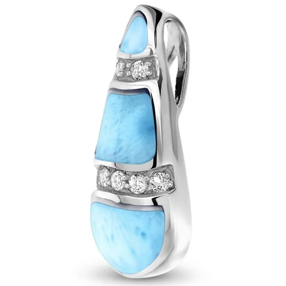 Marahlago Marina Larimar necklace sterling silver white topaz summer vacation - Picture 3 of 5